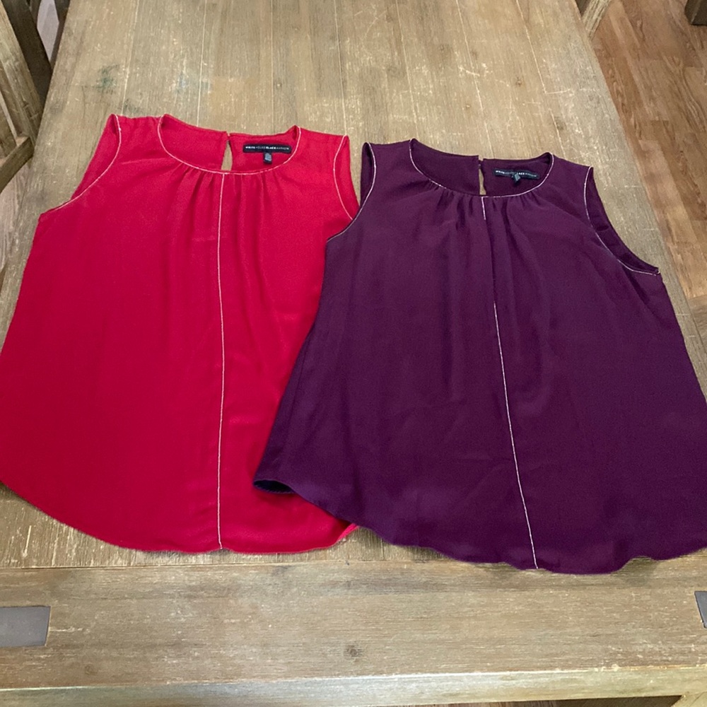 WHBM women’s size 12 tops one red and one purple with silver sparkle trim